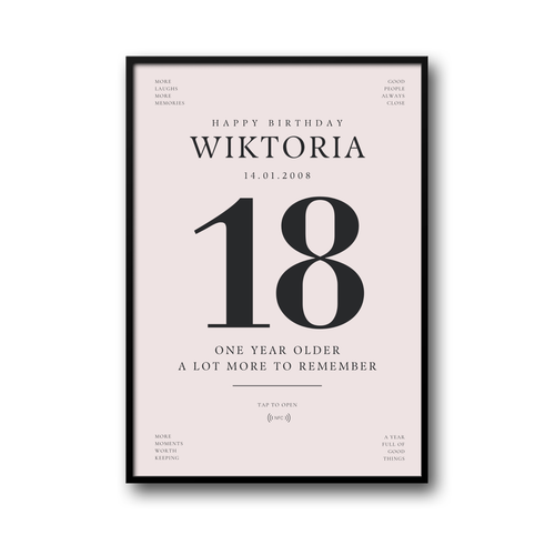 Personalizowany Plakat Urodzinowy z NFC – Wyjątkowy Prezent na Urodziny