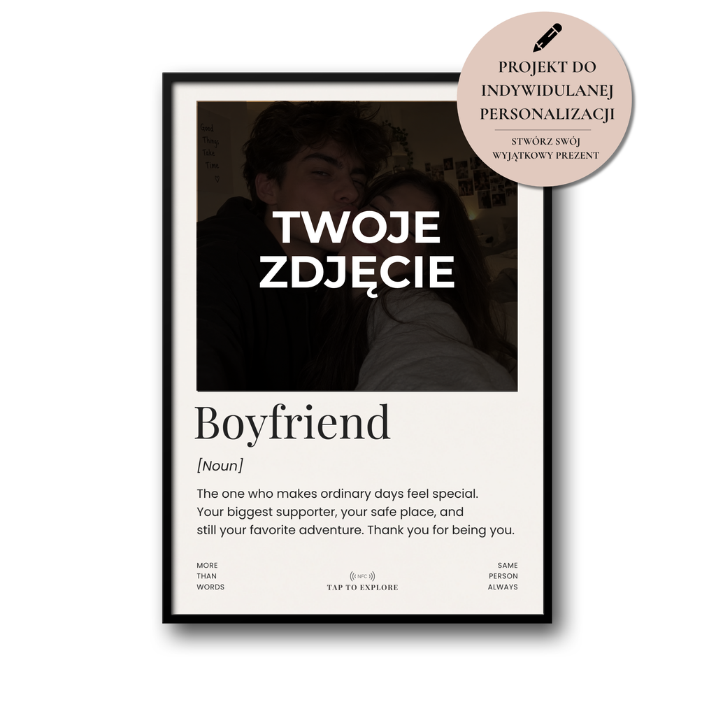 Plakat dla Chłopaka „Boyfriend” z NFC – Personalizowany Prezent