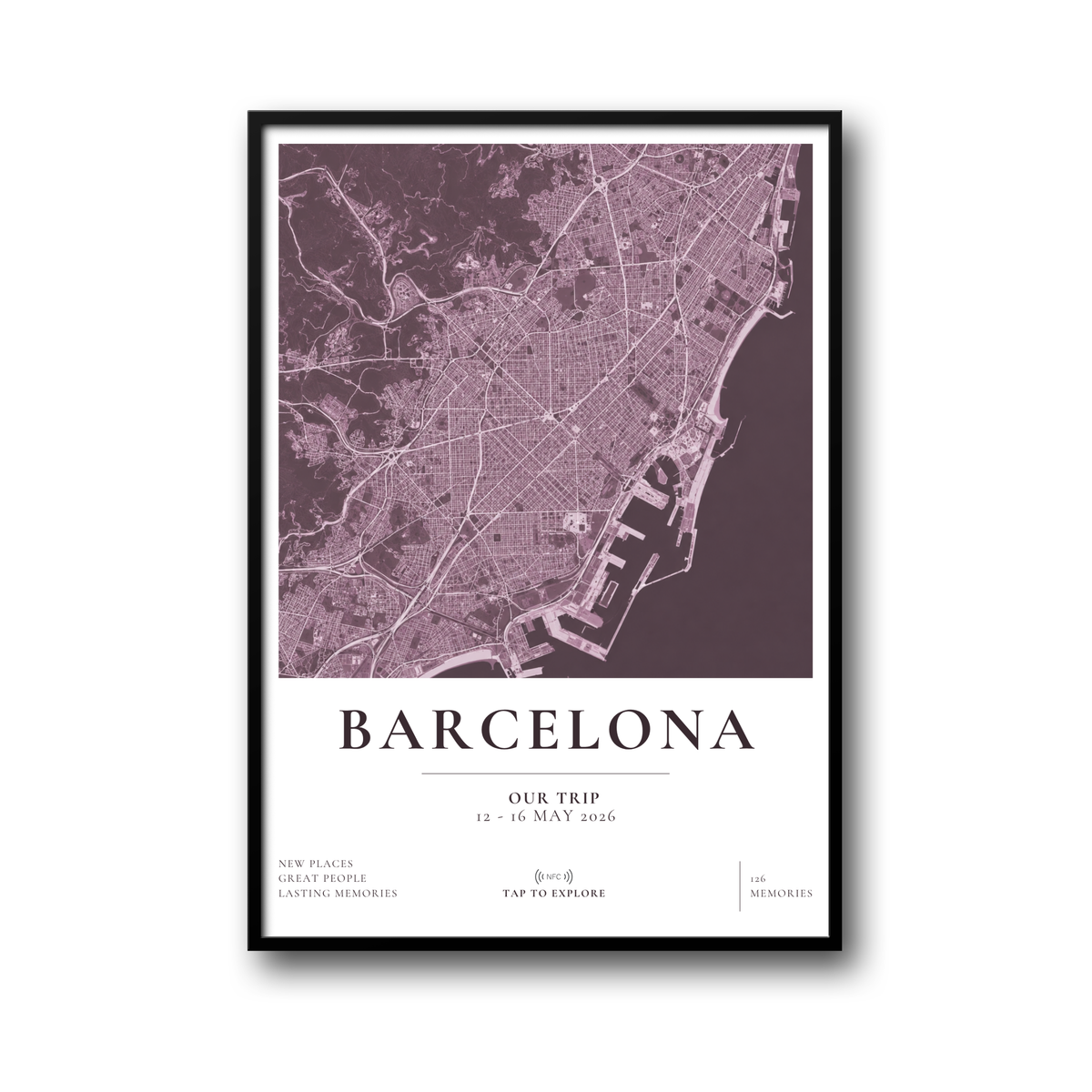 Personalizowany Plakat z Mapą Miasta i NFC – Wspomnienia z Podróży