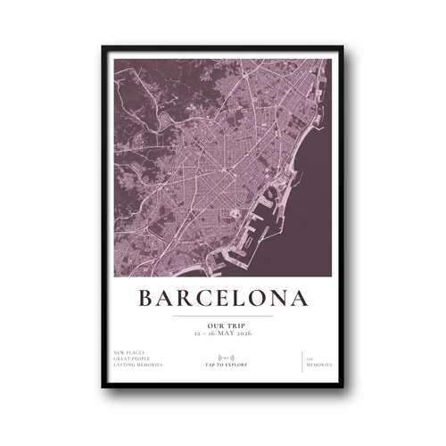Personalizowany Plakat z Mapą Miasta i NFC – Wspomnienia z Podróży