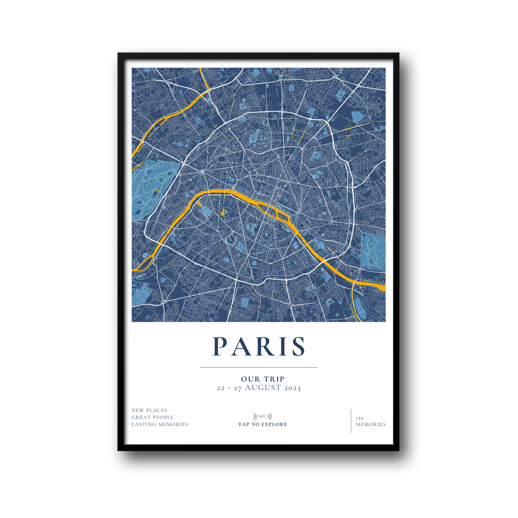 Personalizowany Plakat z Mapą Miasta i NFC – Wspomnienia z Podróży
