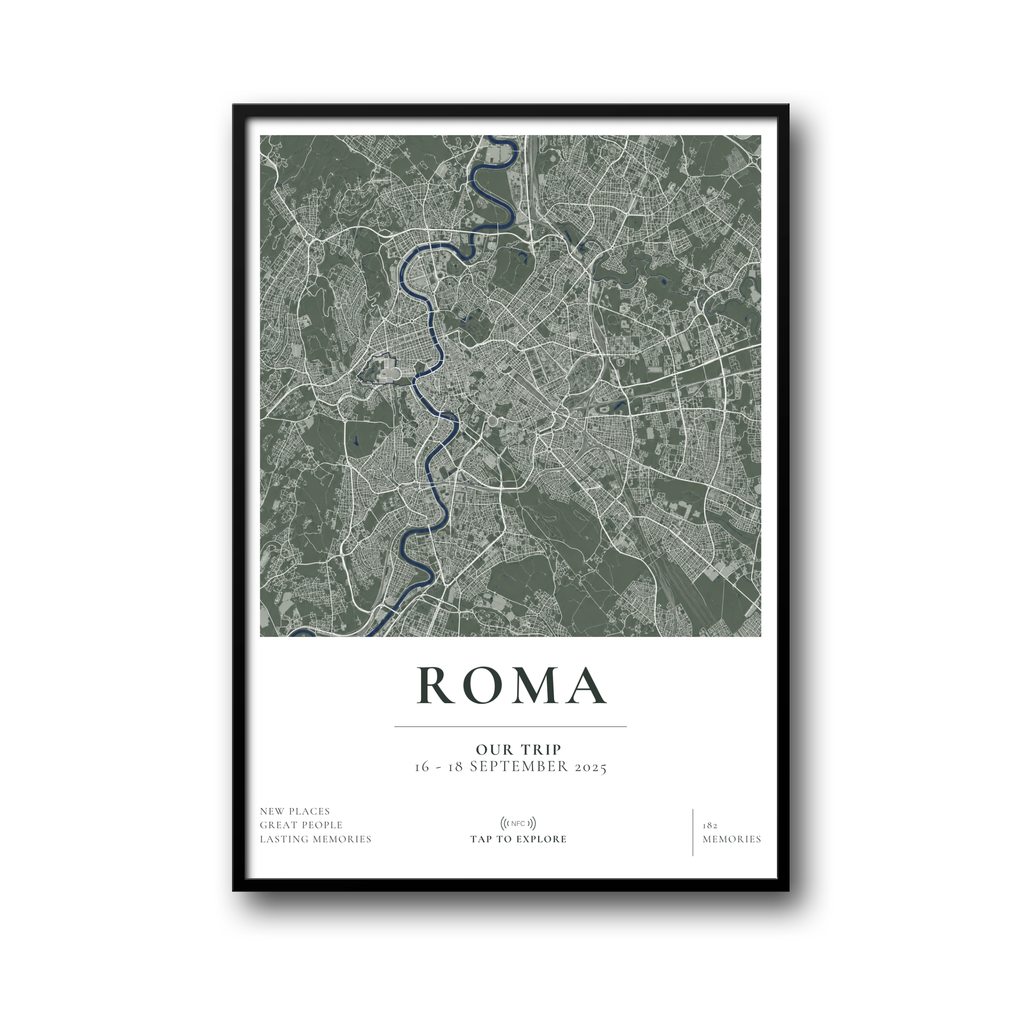 Personalizowany Plakat z Mapą Miasta i NFC – Wspomnienia z Podróży