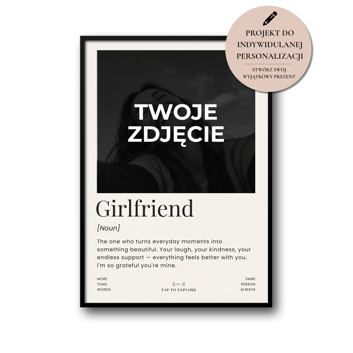 Plakat dla Dziewczyny „Girlfriend” z NFC – Personalizowany Prezent