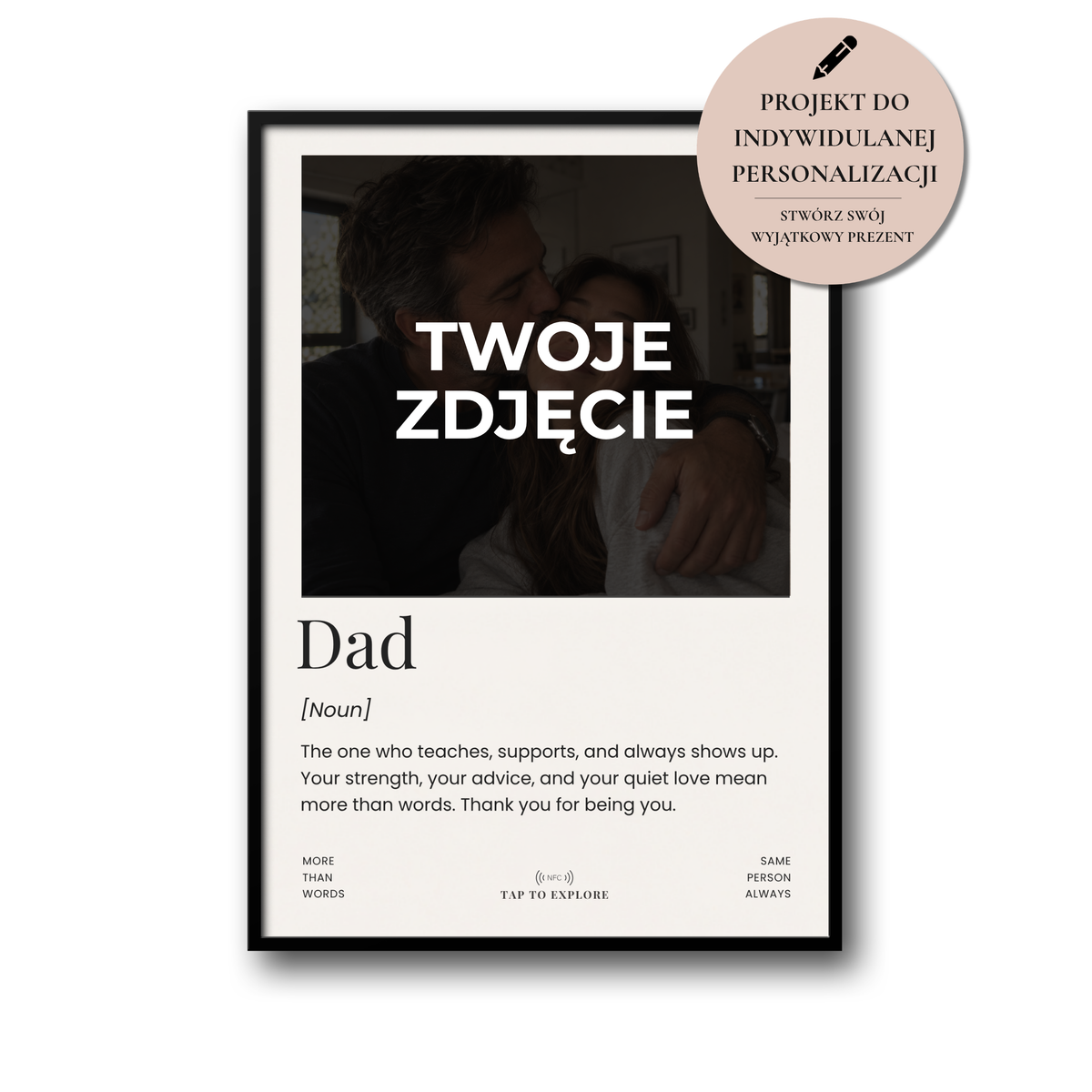 Plakat dla Taty „Dad” z NFC – Personalizowany Prezent