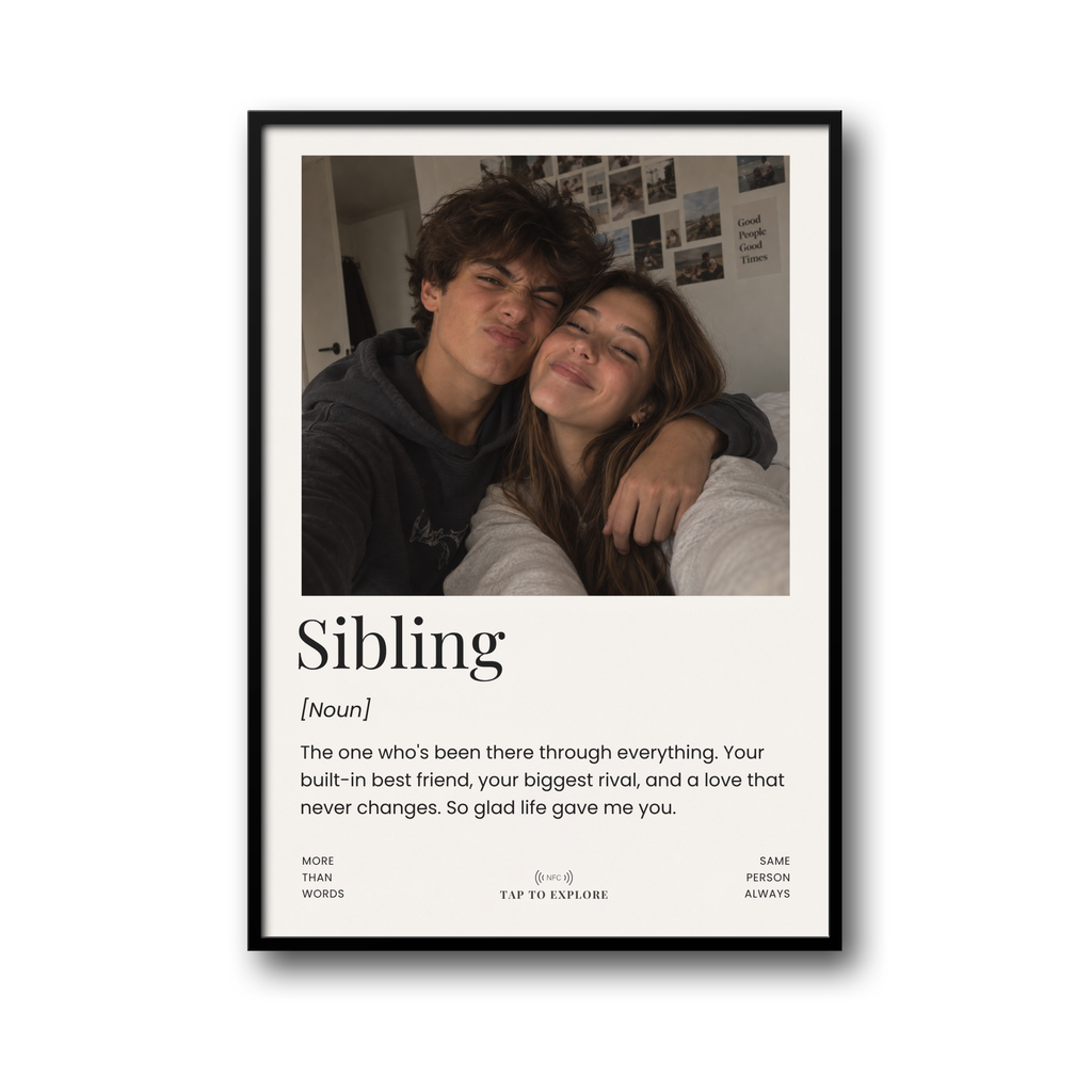 Plakat dla Rodzeństwa „Sibling” z NFC – Personalizowany Prezent