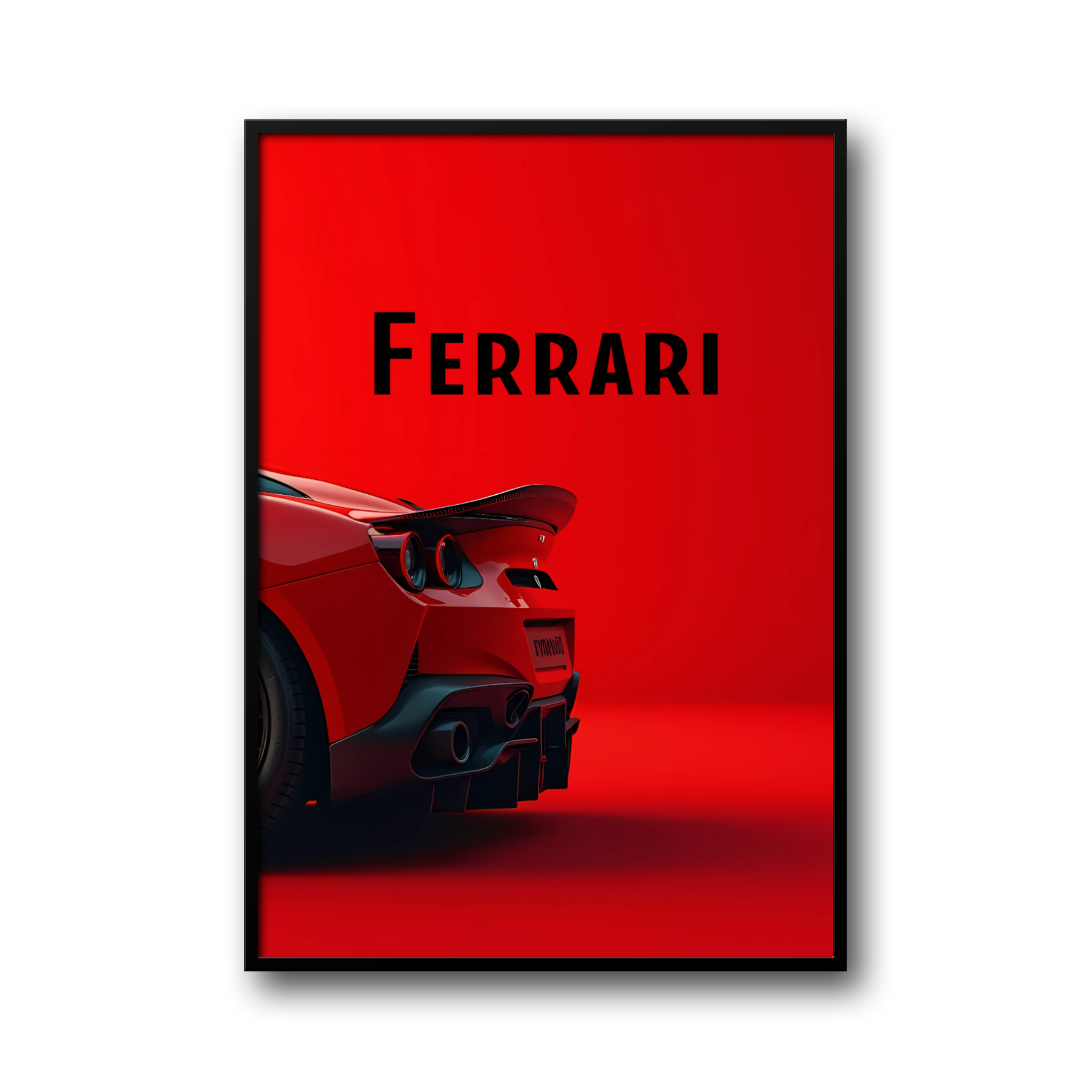 Plakat czerwone auto sportowe do salonu – minimalistyczny design