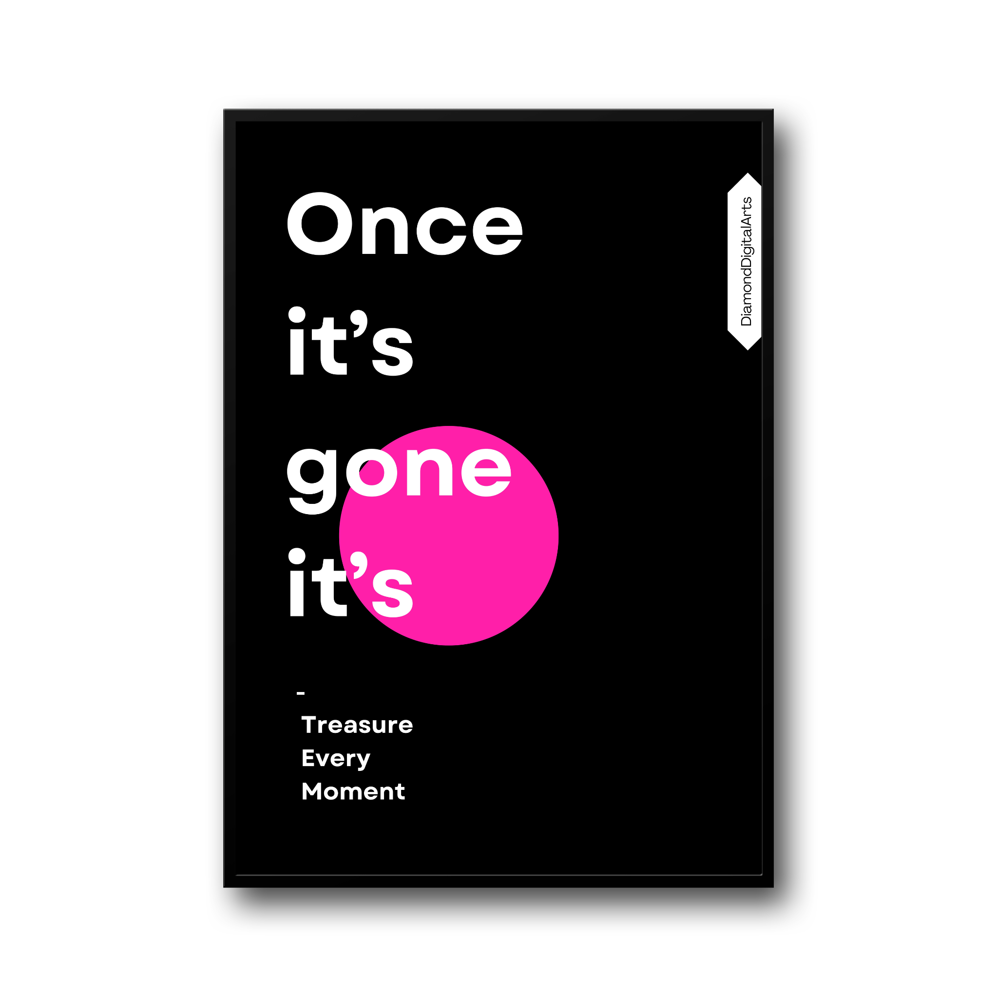 Plakat motywacyjny „Once it’s gone it’s gone” – minimalistyczna dekoracja ścienna, inspirujący cytat o czasie