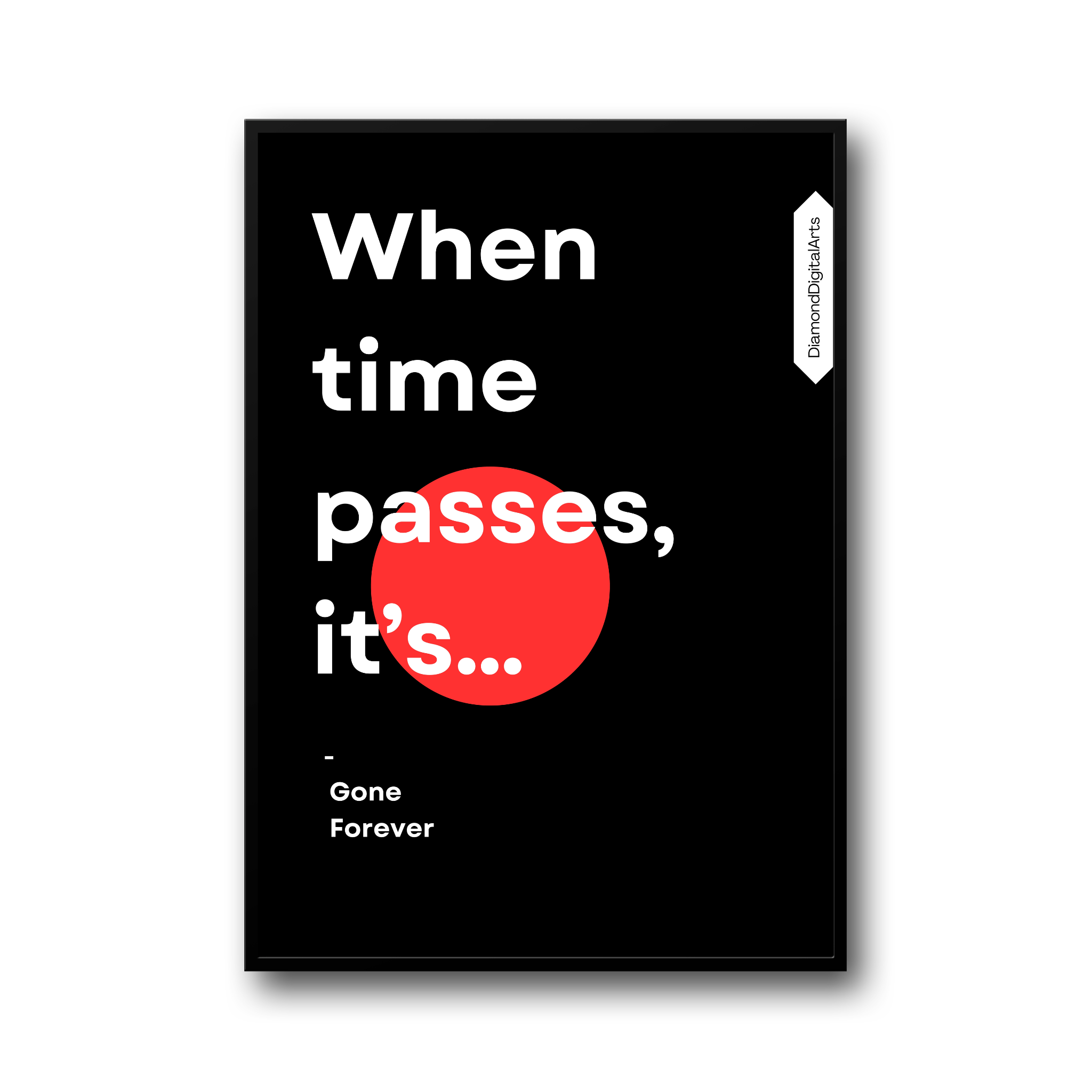 Plakat motywacyjny „When time passes, it’s gone forever” – minimalistyczna dekoracja ścienna, cytat o czasie